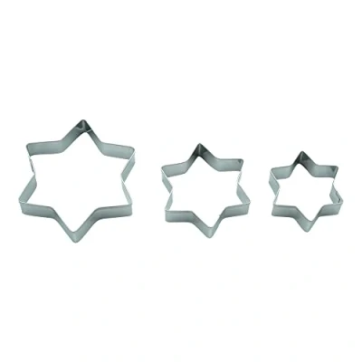 Imagen de BekkiB Juego de 3 Cortadores galletas &quot;Estrella&quot;: tamaños acero inoxidable aptos Para lavavajillas hornear y ojos Linzer 880682