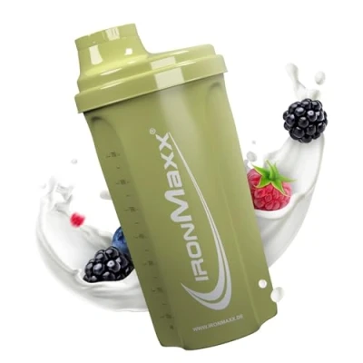Imagen de IronMaxx Protein Shaker Verde Marino 700ml Mezclador de proteínas con tapa rosca, tamiz &amp; escala medición a prueba fugas, apto para lavavajillas y sin plastificantes BPA ni DEHP