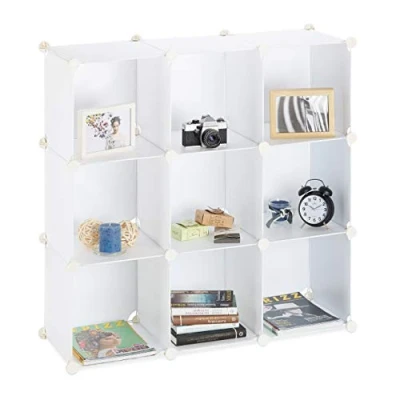 Imagen de Relaxdays Estantería Modular con 9 Compartimentos, Blanco, 32x95.5x95.5 cm