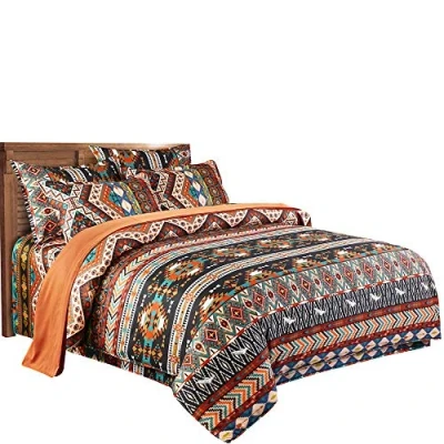 Imagen de Juego de Funda edredón Bohemio étnico Vintage exótico Ropa Cama Azteca con 2 Fundas Cremallera