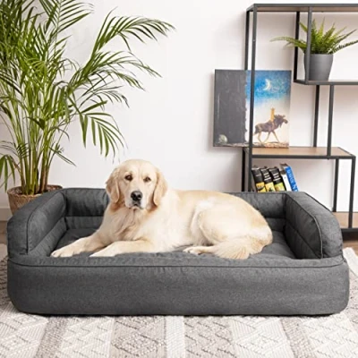 Imagen de PillowPrim cama para perros, muebles animales, gatos, funda extraíble, cesta cojín tumbona, sofá gris grafito, XXL: 117 x 79 cm