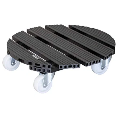 Imagen de Wagner Soporte con Ruedas para Plantas WPC Ø 38,5 x 11 cm I Carrito Flores Uso Exterior + Interior Wood Plastic Composite FSC®, Antracita Capacidad de Carga 150 kg 20054501