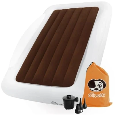 Imagen de La Shrunks cama de viaje portátil hinchable colchón aire para niños viajes o uso doméstico, color blanco marrón Talla:niño