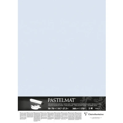 Imagen de Clairefontaine Ref 96164C Hojas para Sobres Pastelmat (paquete de 5 hojas) Tarjeta 360 g/m² 50 x 70 cm Color azul claro Especialmente formuladas usar con pasteles