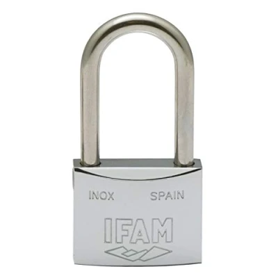 Imagen de IFAM Candado Serie Inox, Arco Largo, 50mm, Alta Resistencia a la Oxidación, Ambientes Húmedos, Alto Nivel de Seguridad, Resistente y Cromado