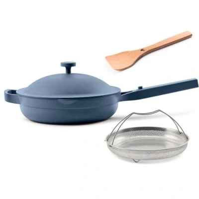 Imagen de Our Place Sartén antiadherente de cerámica 10.5 pulgadas, sin toxinas, con mango acero inoxidable, apta para horno, sal azul