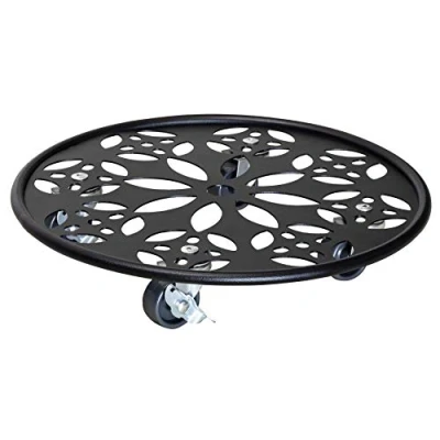 Imagen de WAGNER Carro para plantas BLACK EDITION Ø 30 x 5,5 cm I uso interior + exterior flores de acero, recubierto negro 2 frenos Carga máxima 60 kg 20093601