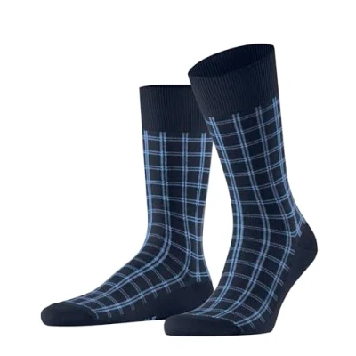 Imagen de FALKE Modern Tailor M SO algodón estampado 1 par, Calcetines Hombre, Azul (Space Blue 6116), 43 46