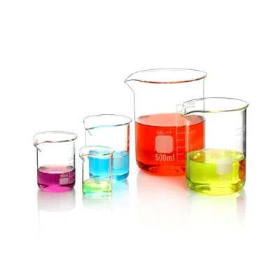 Imagen de QWORK® 5 Piezas Vaso de Precipitados Graduado 25ml 50ml 100ml 250ml 500ml Conjunto Vidrio Borosilicato 3.3 para Cocina y Laboratorio