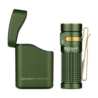 Imagen de OLIGHT Baton 4 kit Linterna LED Recargable Alta Potencia de 1300 Lúmenes 170 Metros Impermeable con Type C Compatible 4/3 S1R II y Perun 2 Mini（Verde）