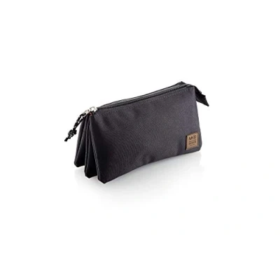 Imagen de Miquelrius Portatodo Triple , Material Reciclado Estuche Tamaño 225 x 115 20 mm Doble Cierre con Cremallera Colección Urban Color Negro