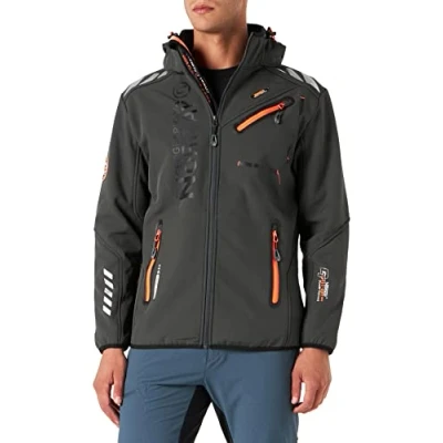 Imagen de Geographical Norway River &amp; Forrest Chaqueta de softshell para hombre, transpirable, resistente al viento, impermeable, hombres Gris/Naranja XXXL
