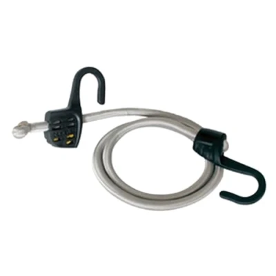Imagen de Master Lock 3138EURDAT elásticas Cuerda Longitud Ajustable de 15 cm a 150 cm, Gancho en Acero, óptimo para Sujetar Cargas Pequeñas, Camping, Mudanzas, Gris