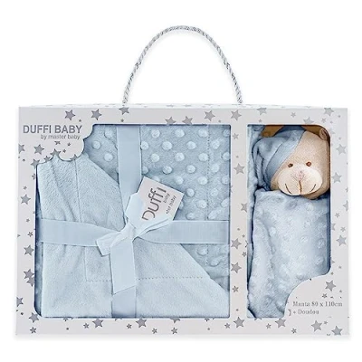 Imagen de Variouss Manta de Burbuja para Bebe y Dou Osito (Azul)