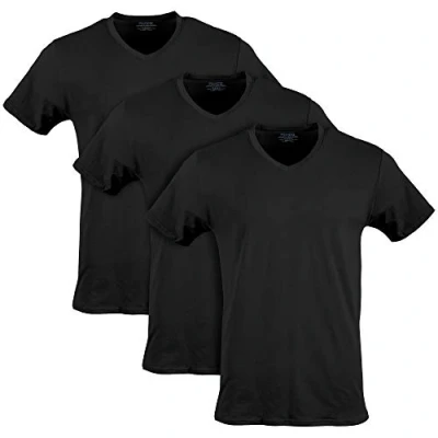Imagen de Gildan Camisetas elásticas de algodón, múltiple Ropa Interior, Hollín Negro (Cuello en V, Paquete 3), S (Pack 3) para Hombre