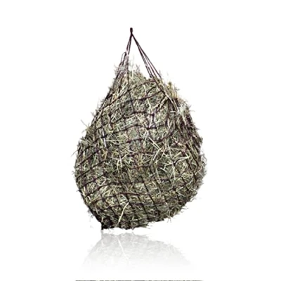 Imagen de Red de heno extragrande para caballos, 5 x cm, malla adecuada la especie, mejor digestión, saco viajes, alimentación ponis, caballos jóvenes, viejos, cabras