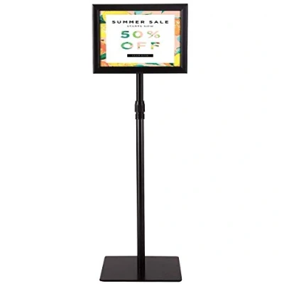 Imagen de COSTWAY A4 Soporte para Carteles de Metal Póster Menú Publicidad Pie Altura Ajustable Giratorio (Negro)