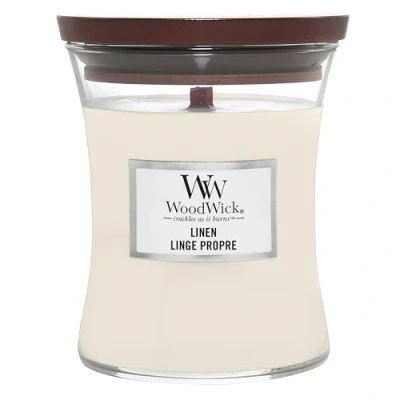 Imagen de Woodwick Hourglass Vela Aromática en Tarro Mediano, Blanco (Linen), 275g