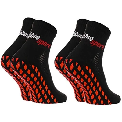 Imagen de Rainbow Socks Hombre Mujer Calcetines Antideslizantes de Deporte 2 Pares Negro Talla 39 41