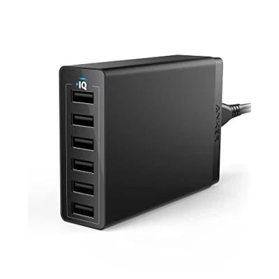 Imagen de Anker PowerPort 6 Cargador USB 60W de puertos, Adaptador carga sobremesa tamaño familiar con tecnología PowerIQ, para iPhone, iPad, Samsung, Nexus, HTC, Nokia, Motorola y otros (Negro)