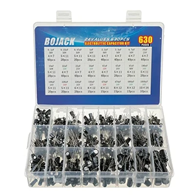 Imagen de BOJACK 24 valor 630 piezas kit de clasificación condensadores electrolíticos aluminio El rango incluye 0.1uF 1000uF