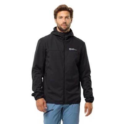 Imagen de Jack Wolfskin Feldberg Sudadera con Capucha M Chaqueta Softshell, Negro, Hombre