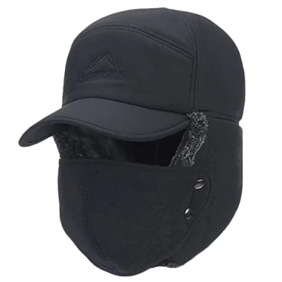 Imagen de iEasey Winter Trapper Sombreros para Hombre Caliente Térmico de Piel Bomber con Aislamiento Béisbol Tapa Oído Cubierta la Cara a Prueba Viento