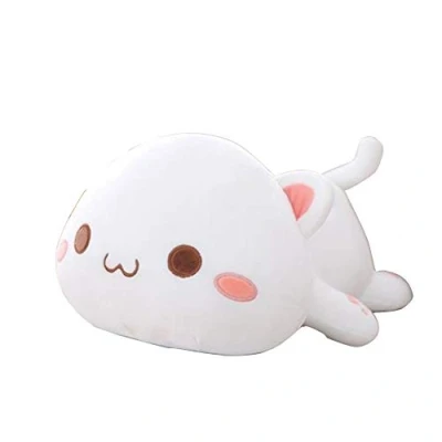 Imagen de OUKEYI Lindo gatito de peluche para abrazar, almohada animales peluche, color blanco12
