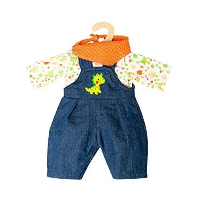 Imagen de Heless 2115 Conjunto de Ropa para muñecas diseño Dinosaurio, 3 Piezas con Peto, Camiseta y pañuelo, tamaño 35 45 cm