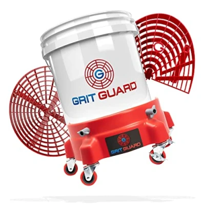 Imagen de detailmate Juego profesional de cubo lavado GRITGUARD US 3.5 GAL Bucket + Grit Guard Washboard Dolly Carro para rejilla suciedad Ideal el a mano en coche