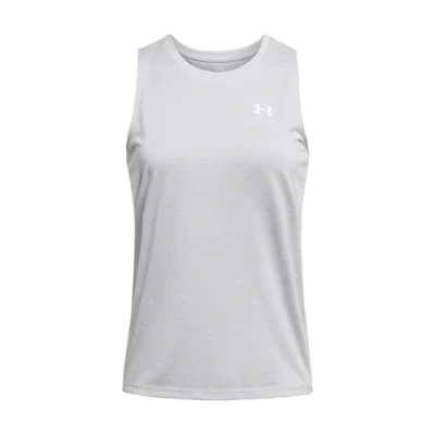Imagen de Under Armour Tech Tank Twist camiseta sin mangas de mujer para entrenar, ligera deporte, color gris halo/blanco/blanco