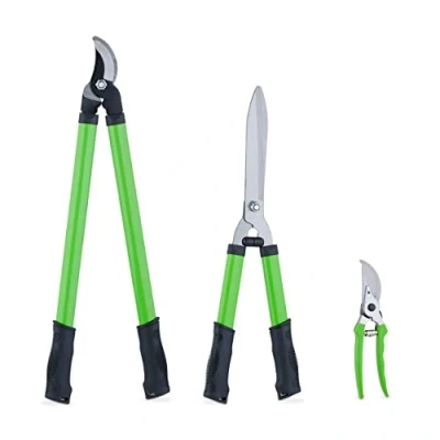 Imagen de Relaxdays Set Tijeras Podar, para Madera Fresca, Alicates Rosales, Podadoras y Cortasetos, Cuchilla Acero, Verde, 60 x 22 2,5 cm
