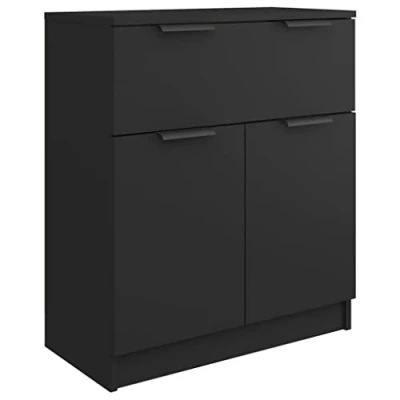 Imagen de vidaXL Aparador Armario Auxiliar Alacena Mesa Consola Entrada Pasillo Vestíbulo Recibidor Mueble de Madera Contrachapada Negro 60x30x70 cm