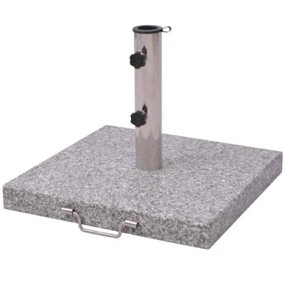 Imagen de vidaXL Base Cuadrada de Sombrilla Granito Gris 45 cm 27 kg Soporte Parasol