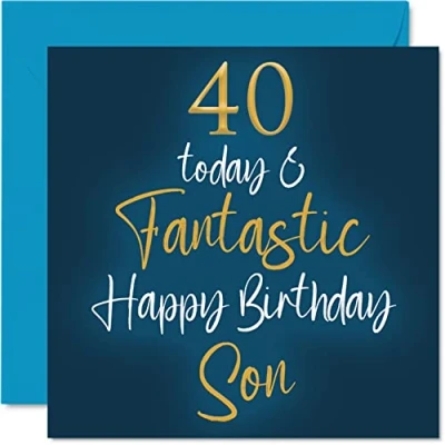 Imagen de Fantastic 40th Birthday Cards for Son 40 Today &amp; Happy Card from Mum or Dad, Gifts, 145mm x Greeting Gift