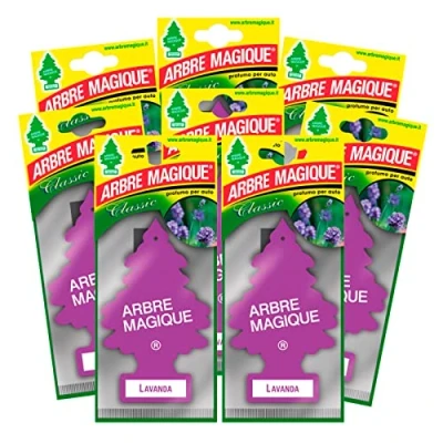 Imagen de Arbre Magique Mono, ambientador para coche, fragancia lavanda, fresca y versátil, duración hasta 7 semanas, fabricado en Italia, paquete de 8 unidades