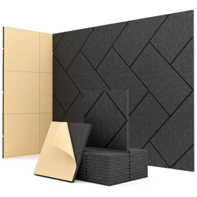 Imagen de Soundsbay 12 placas acústicas autoadhesivas, aislamiento acústico, para pared de alta densidad, paneles acústicos decoración juegos, oficinas, estudios, 30 x 0,9 cm