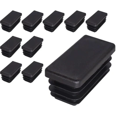 Imagen de SKIR&#039;CO 10 tapones rectangulares de plástico 20 x 50 mm, tapas tubo mate, insertos rectangulares, para postes valla, color negro RAL 9005