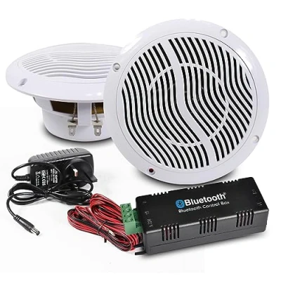 Imagen de E Audio Juego de altavoces Bluetooth inalámbricos techo para baño con amplificador resistente al agua