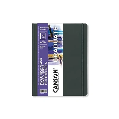 Imagen de CANSON Graduate Book, Cuaderno de dibujo, Grano fino, 200gsm, Sketchbook tapa dura, 21,6x27,9cm, Blanco, 72 hojas