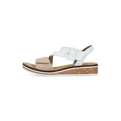 Imagen de Rieker Mujer Sandalias V3660, señora Sandalias,Zapatos de Verano,Sandalias Verano,cómodas,Planas,Beige (Beige Kombi / 60),42 EU 8 UK