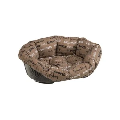 Imagen de FERPLAST Kunststoffbett Sofa 2 für Hund und Katze mit Herausnehmbarem, Gepolstertem Baumwollbezug Cama Cities, Algodón, Azul, XS