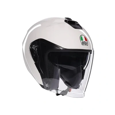 Imagen de AGV IRIDES E2206, Casco Moto Jet Unisex, de Cara Abierta con Visera Antiarañazos y Protectora UV, Materia White, M