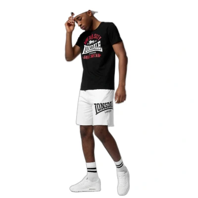 Imagen de Lonsdale Normale Passform Kilchoan Camiseta estampada, Hombre, Talla: XL, White black grey
