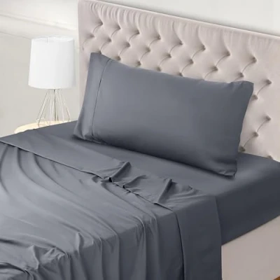Imagen de Utopia Bedding Juego de Sabanas 3 Piezas 90x190 Poliéster Microfibra Cepillada Sábana Bajera, Plana y 1 Funda Almohada 50x75 (Cama 90, Gris)