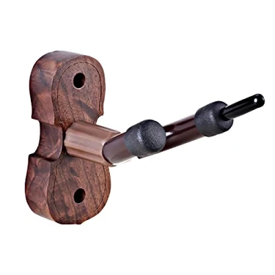 Imagen de Gancho de pared para violín, soporte madera caoba violín estudio en casa, accesorios instrumentos cuerda (nogal negro)