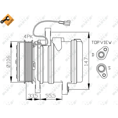 Imagen de NRF EASY FIT 32436 compresor de Aire Acondicionado SP10 12 PAG 100 con aceite PAG, junta anular DAEWOO: Matiz I Hatchback