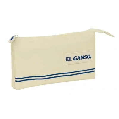 Imagen de Safta EL Ganso Basics Portatodo Triple, Estuche Infantil, Niño, Ideal para Niños en Edad Escolar, Cómodo y Versátil, Calidad Resistencia, 22x3x12 cm, Color Arena