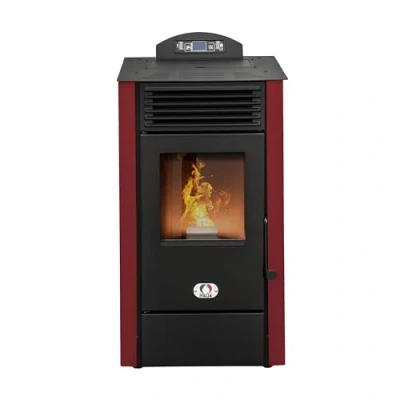 Imagen de Stufe a Pellet Italia Srl estufa de pellets California, 8 Kw, pellet, ventilada, calienta hasta 60 m², 5 niveles potencia, velocidades ventilación, programable, color rojo