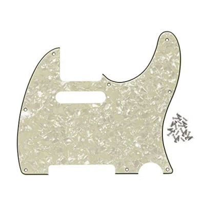 Imagen de IKN 8 agujeros 4 capas Perla Amarillo Clara Tele Pickguard placa de protección corte orificio cuello bobina simple con tornillos montaje para reemplazo telecaster estándar defensa estadounidense / mexicana